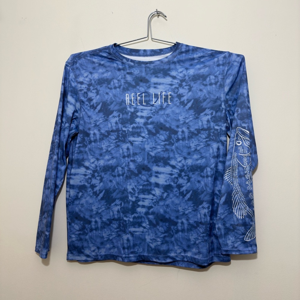 REEL LIFE || Mens long sleeve blue camouflage shirt size xl
